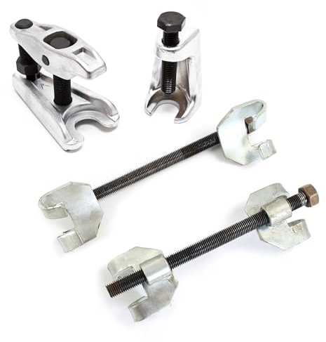 XPOtool Federspanner Satz 4-TLG. 355 mm aus Stahl, mit Kugelgelenkabzieher Montagespanner Audrücker, für Pkw Tuning Tieferlegung, Spannwerkzeug