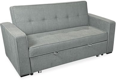 Homey - Sofá Cama de 2 Plazas Modelo Aron, Diseño Moderno, Práctico y Funcional, con Reposabrazos, Gris