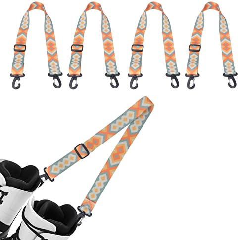 HERCHR Tragegurt Für Ski, Snowboard, Stiefel, 4 Stück, Verstellbar, Verdicktes Nylon, Blau, Gelb, 90 cm, Schultergurt Für Schlittschuhe, Zubehör Für Wintersport