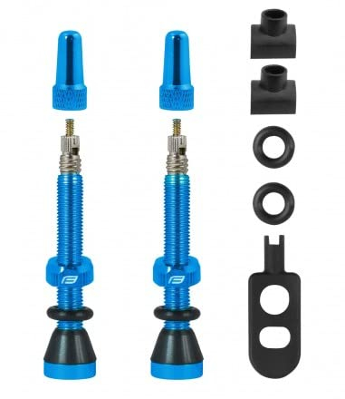 Force Paar Tubeless-Ventile Straße und MTB Aluminium 44 mm - Blau