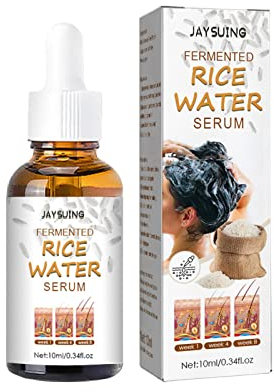 Sérum d'eau de Riz fermenté, Huile de Sérum de Croissance Anti-Chute de Cheveux, Huile de Soin Capillaire Répare Les Frisottis Hydratant Favorise La Pousse des Cheveux Plus Épais - 10ml