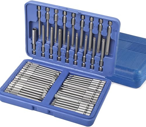 Screwdriver Set, 75MM Torx Screwdriver Sets with Case 50 Pack Magnetic Security Star Bits Set, S2 Steel Hex, Star Bits, Square, Spanner Bits for Home Use