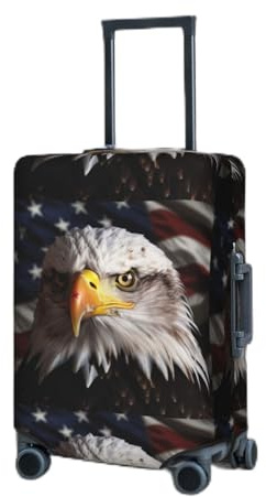 VTCTOASY Reisegepäckhülle, elastisch, 45,7–81,3 cm, Amerika-Flagge und Adler-Kofferhüllen, Kofferschutz für Reisen, waschbar, kratzfest, Kofferabdeckungen, Gepäck, dekorativ, Schwarz , xl