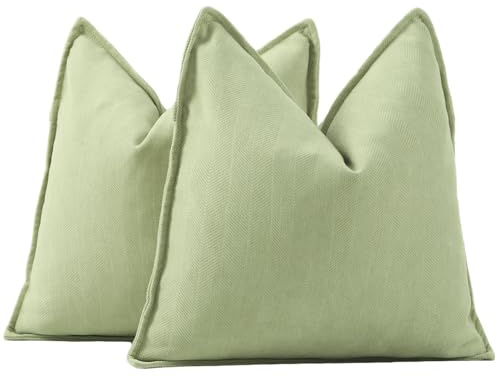 Madizz 2er Set Schlicht Chenille Kissenbezügen Weiche dekorative Kissenbezüge für Sofa Schlafzimmer Kissenhülle Grün 40x40 cm Quadrat