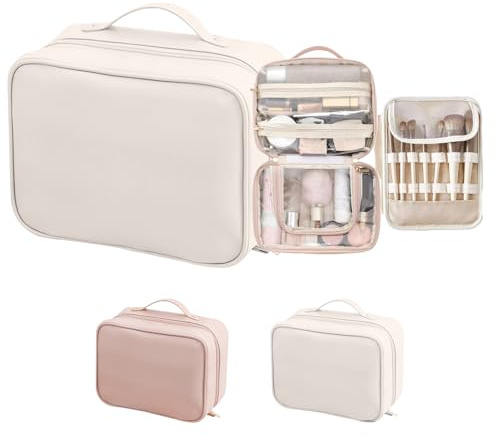 Kulturtasche Damen, Wasserabweisende Kulturbeutel für Damen und Herren,Groß Waschtasche,Kulturtasche zum Aufhängen für Damen,Kompakte Reise Kulturtasche,Make-up Organizer Tasche für Kosmetika (Weiβ)