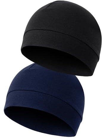 MELLIEX 2 Stück Fahrradmütze Unter Helm Baumwolle Laufmütze Multifunktionale Wintermütze Skull Cap Helmfutter für Herren Damen