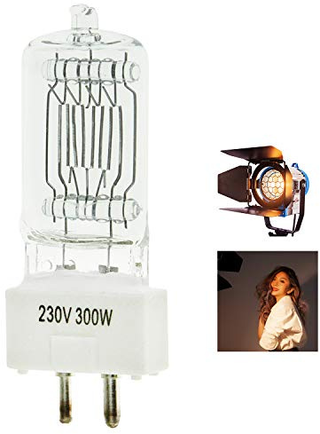 BOLLUMA Lot de 1 Photo Studio Vidéo Fresnel Ampoule Halogène 300W, Mandarine Eclairage Continu Fresnel Tungstène 3200K 230V GY9.5 pour Films, Publicités, Actualités, Photographie de Produits