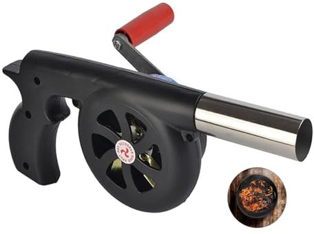 JOUFNING Briquets À Charbon Forge BBQ - Camping Activateur pour Barbecue, avec Contrôle Manuel De La Vitesse De La Poignée Et Pale De Ventilateur en Métal, pour Soufflet De Feu De Barbecue Extérieur