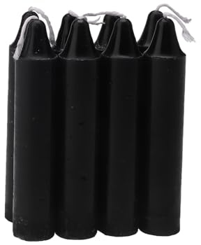 Ovaletta 8 Stück Stabkerzen Schwarz, Kurze Stabkerzen, Tafelkerzen, Schwarze Kerzen, Kerzen Schwarz, Notfallkerzen, 2,1 x 10,8 cm