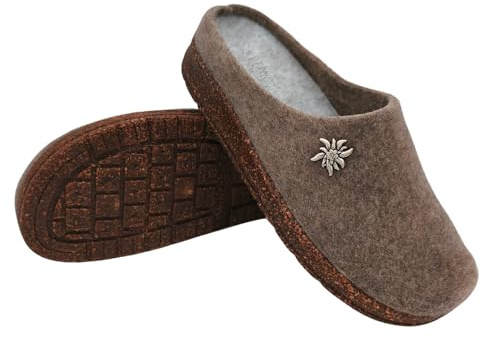 Primo Calzature Tyrolska tofflor för kvinnor, vintertofflor för hemmet, utdragbar innersula, 100 % tillverkad i Italien, Beige, 40 EU