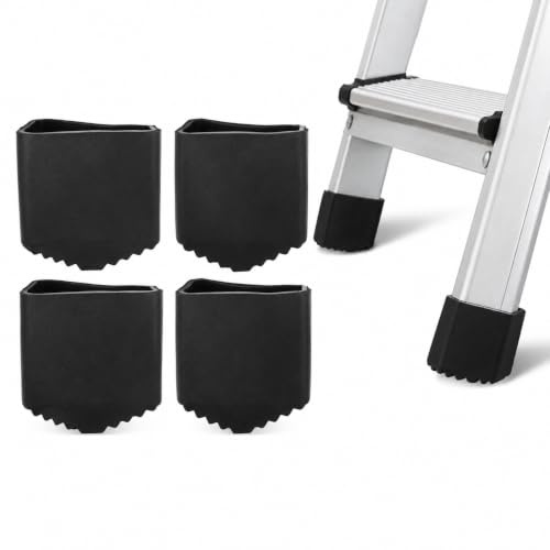 VICASKY 4 Stück Leiterfüße 40x20 mm, rutschfeste Gummifüße für Leitern, Rechteckige Leiterkappen als Ersatzfüße für Stehleiter, Haushaltsleiter und Trittleiter, Schwarz