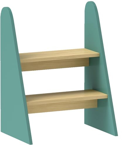 AIYAPLAY Marche Pied Enfant marchepied Enfants escabeau 2 marches pour Enfants 3 à 8 Ans en Bois Charge Max. 20 kg Parfait pour cusine, Salle de Bain, Apprentissage de la propreté, Vert