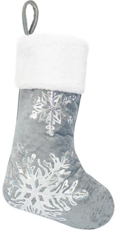 TianWlio Nikolausstrumpf Weihnachtsstrumpf Deko Socken Weihnachtsdekorationen, dekorative Weihnachtssocken, Weihnachtssocken, bestickte Geschenktüten, Weihnachtsdeko Kamin Wand (Silver, One Size)