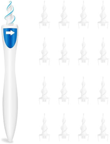 Silicone Ear Wax Remover,Spiral Soft Silicone Ear Wax Removal Kit with 16 Washable Tips,Reusable Ear Cleaner Earwax Remover Tool Soft and Flexible Ear Cleaning Kit for Children and Adults
