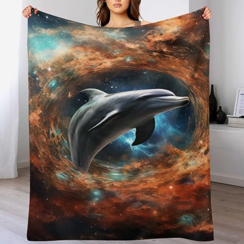 AAPZY Delfin Decke Super Soft Flannel Fleece Überwurfdecken Für Bettwsche Sofa Schlafzimmer Decken Wohnzimmer Reisen Vier Jahreszeiten Wohndecke （140×180cm）