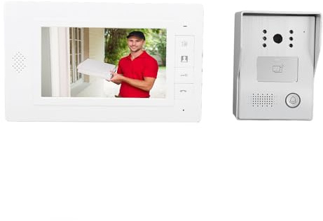 Système D'Interphone Vidéo Filaire, Système de Sonnette Vidéo de 7 Pouces, Kits de Caméra HD, Surveillance de Support, Déverrouillage, Interphone 2 Voies, pour Maison, Villa, (EU)
