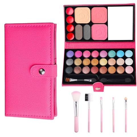 Xvbhaq Mädchen Make-up Palette, Kinder Make-up Set, 33 Farben Brieftasche Make-up Palette, Prinzessin Make-up Set, Make-up Tablett mit 5 Make-up Pinseln für Party Karneval Make-up