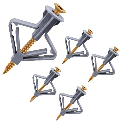 Etauwe 50-Set 65Lbs Heavy-Duty Hollow Wall Anchor Kit - Self Tapping Drywall Anchors with Screws, Grey Plastic Expansion Fasteners for Secure Hanging