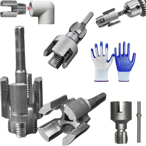 Integriertes Innen- und Außenrohrgewindewerkzeug, 2025 neues Rohrgewinde-Schneidwerkzeug, kompatibel mit PVC-Rohreinfädler-Set, für Wasserrohre, 1,27 cm, 1,9 cm Rohreinfädler