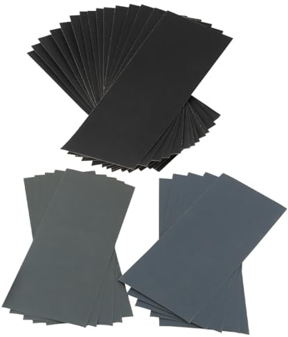 Alnicov Paquete de 25 Papeles de Lija húmedos y Secos, Grano 800/1000/1500/2000/3000, para lijar y pulir Madera, Metal, plástico, Piedra, etc.