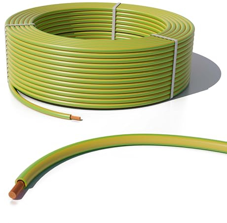 Erdungskabel H07V-U 20m 6mm2 einadrige Erdungsleitung 6mm2 Potentialausgleich 6mm2 Hochstromfähig – 450/750V – VDE zertifiziert – für Erdung, Elektroinstallation, Solaranlagen, Hausbau, Industrie