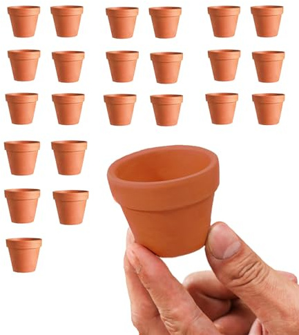 Zbozzba Lot de 24 mini pots de fleurs, en terre cuite, 3,5 x 3 cm, rouge, pour décoration de plantes, artisanat, idée cadeau pour salon, chambre à coucher, bureau