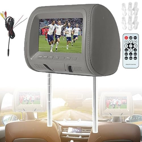 Monitor Para Reposacabezas De Coche De 7 Pulgadas (Mp5 Con Cremallera), Reproductor Multimedia De Entretenimiento Para Asiento Trasero, Para Reproductor De Dvd Y Vídeo,Grey-Nozipper