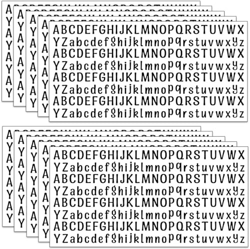 2080 Stücke Buchstaben Aufkleber Kleine 13 mm, 10 Blätter Selbstklebende Buchstaben Zahlen Sticker, Klebebuchstaben Wetterfest Vinyl Alphabet für DIY Scrapbooking, Grußkartendekoration (Schwarz)