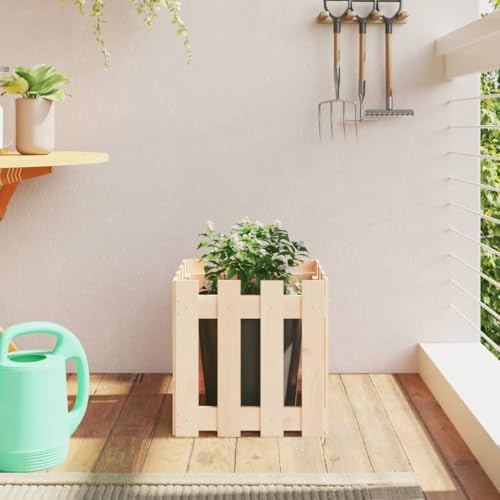 WDGJJFECNMUEHI Fioriera Giardino in Legno Massello Pino 40x40x40 cm, Fioriera da Recinzione Design Moderno per Piante e Fiori, Cassetta Fiori Rustica, Ideale per Balcone Terrazzo Giardino