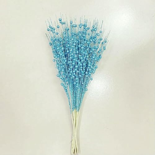 Optxzn Glitter Berry Christmas Branch, Golden Powder Fake Leaves for New Year Party Decoration
