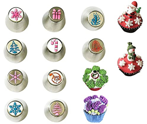 Fictory Set di 23 beccucci russi, ugelli natalizi per decorare torte, kit di strumenti da forno in acciaio inox per cupcake e biscotti