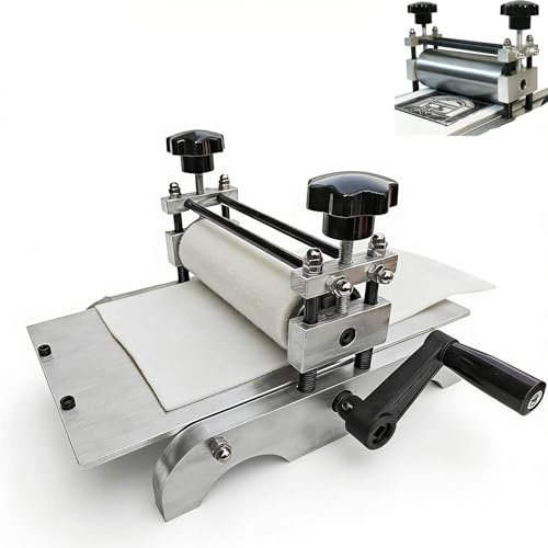 HPMCVE Professionelle Manuelle Ätzpresse, Walzendurchmesser 30 X 17 cm, Ätzpresse Aus Aluminiumlegierung, Verstellbare Walzenhöhe, Stahlmaschine Für Holzblock-, Kupferplatten- Und Tiefdruck, Werkzeug