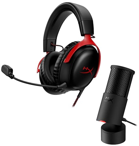 HyperX Cloud III Wired Gaming Headset + SoloCast 2 USB Microphone Bundle – Clear Chat & Immersive Audio for Gaming & Streaming (PC, PS5, PS4)