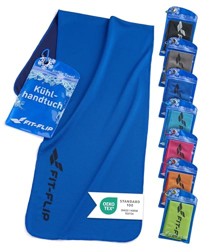 Fit-Flip Toalla de enfriamiento Toallas frías de Microfibra para Deporte - Airflip Cooling Towel para Fitness, Gimnasio, Deporte, Viajes y Yoga (Azul Oscuro 100x30cm)
