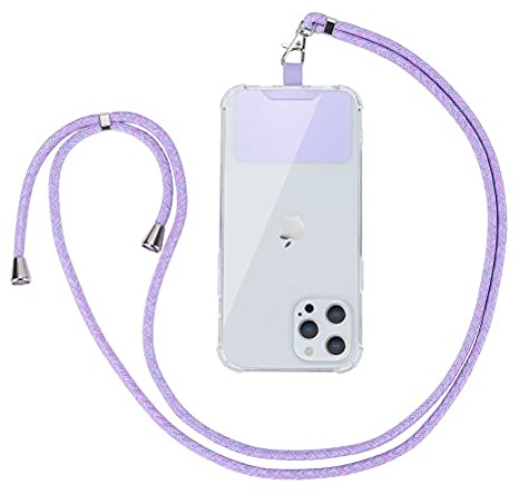 Vauki Cordon Tour de Cou Universelle Téléphone, Lanière en Corde Portable Collier de Longe Nylon, Réglable dragonne Amovible Collier compatibles avec Plupart des Smartphones Cases, Mauve