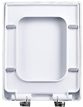 Flipped Warmth Abattant WC (Carré), Abattant Toilette En Polypropylène-Duroplast, Couvercle De Toilette Avec Charnières En Acier Inoxydable, Rectangle Loo Seat Avec Charnières Réglables Blanc