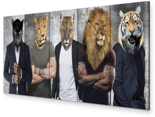 murando - Akustikbild Abstrakt Tiere 100x40cm 5 tlg Bilder Akustikschaum Schallschutz Wand Deko Kunst Akustikpaneele Wandpaneele Schalldämmung Wandbild Schallabsorber Akustikplatten Tier h-C-0056-b-m