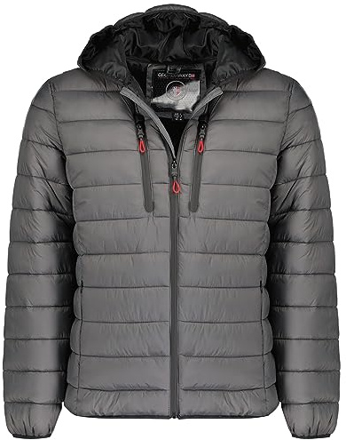 Geographical Norway Alaric Men - Chaqueta Para Hombre Acolchada Otoño Invierno con Capucha - Abrigo largo Cortavientos De Manga Larga - Casaco Elegante Hombres Ski (Gris Oscuro L)