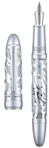 Asvine P80 Kolbenfüllfederhalter, mittlere Feder, Spinnen-Skelett, transparent, Acryl, Stifteetui und Schraubenschlüssel-Set, 1 stück (1er Pack)