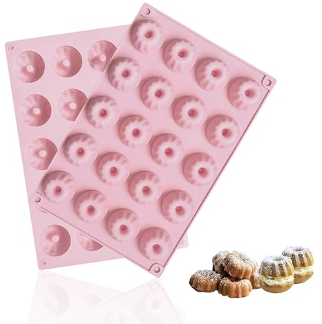 Qobobo 2 stampi da forno in silicone per gugelhupf piccoli con rivestimento antiaderente Savarin forma 29 x 19,5 x 2,2 cm