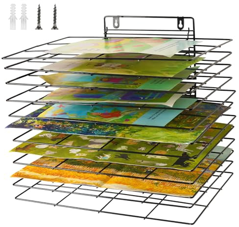 Lzttyee Estante de Secado de Arte para Aula, Estante de Secado de Pintura pequeño, Estante de Almacenamiento de Arte de Pared con 12 estantes extraíbles para aulas y Estudios de Arte (12 estantes)