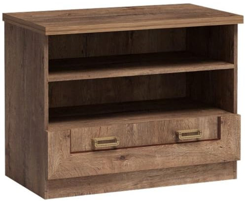 Lomadox Regal Regalschrank rustikal Schrank mit Schublade offene Fächer in Lefkas Eiche 88x69,5x49,5 cm