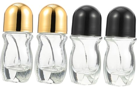 minkissy 4pcs Glass Roller Bottle Dispenser Essential Oil Container for Aromatherapy Use
