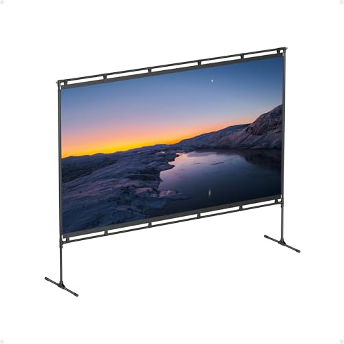NEBULA 100 Zoll Beamer Leinwand mit Stativ – tragbar mit Tasche, 16:9 Format, schnell aufgebaut, faltenfrei & waschbar, robuste Aluminium-Konstruktion, ideal für Outdoor, Garten & Heimkino