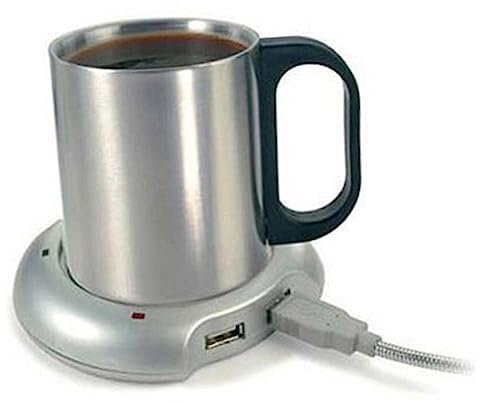 Cabilock Taza Calentador USB con Puertos Mantiene Bebidas Compacto Plata para Oficina y Hogar