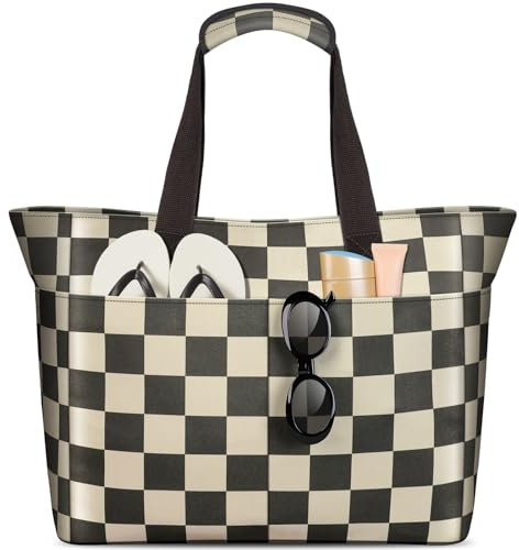 EOIWUY Bolsa Playa, Bolso Playa Grande, Impermeable & Plegable, 35L Bolsa Piscina con Cremallera y Compartimento Húmedo, Bolso Familiar Viaje Mano para Vacaciones/Gimnasio/Desplazamientos Diarios