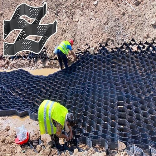 Caillebotis en plastique Grille de stabilisation de pente de rivière, géogrille en nid d'abeille, grilles d'allée en PEHD, grilles de contrôle de la boue, grille de sol, géocellule robuste Caillebotis
