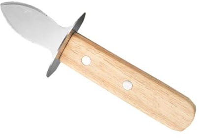 ELAYARD Cuchillo Abridor Ostras y Almejas Acero Inoxidable con Mango Madera Ergonomico Herramienta Portátil para Cocina Mariscos Hogar
