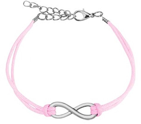 beyoutifulthings Wickel-Armband KLEINE UNENDLICHKEITS-Schleife Länge 260mm Breite 1,60mm verstellbar Karabinerverschluss Echt-Leder Infinity pink