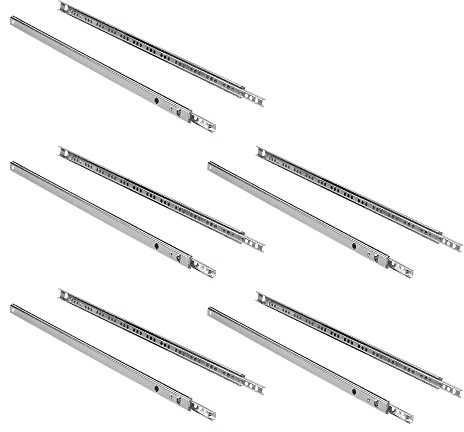 Emuca 3009305 Set di 5 paia (10 pz) guide/binari con cuscinetti a sfere ad estrazione parziale 17mm x 438mm per cassetto, zinco